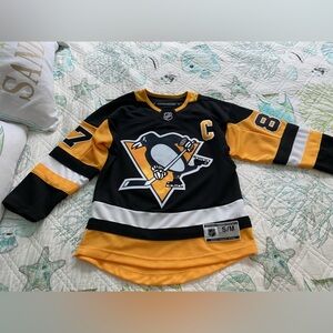 S/M NHL Kids Black & Gold Sydney Crosby #87 Hockey Jersey